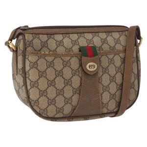 Authentic GUCCI GG Supreme Web Sherry Line Bag PVC Beige Gold 89 02 032